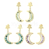 3 Pair 3 Style Natural Mixed Gemsotne Beaded Moon & Star Dangle Stud Earrings EJEW-TA00320-1