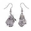 Natural Quartz Crystal Dragon Dangle Earrings EJEW-A092-06P-03-2