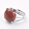 Adjustable Synthetic Goldstone Finger Rings RJEW-F075-01B-2