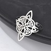 Non-Tarnish 304 Stainless Steel Witch Knot Open Cuff Rings for Women AJEW-U005-01P-3