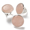 Natural Rose Quartz Round Adjustable Rings RJEW-K371-09S-31-1