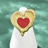 Heart 304 Stainless Steel Enamel Finger Rings for Women RJEW-G355-09G-02-3