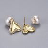 Brass Micro Pave Clear Cubic Zirconia Stud Earrings EJEW-K083-09G-2