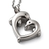 304 Stainless Steel Double Dolphin Heart Urn Ashes Necklaces STAS-Z106-08P-5