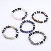 Natural Lava Rock and Gemstone Stretch Bracelets BJEW-JB03634-1