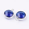 Silver Color Plated Brass Glass Flat Round Charms GLAA-M003-A-27S-2