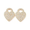 Heart Brass Micro Pave Clear Cubic Zirconia Pendants KK-G435-29G-2