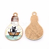 Japanese Style Print Alloy Enamel Pendants ENAM-CJC0002-04A-RS-1