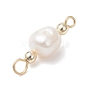 Natural Freshwater Pearl with Synthetic Non-magnetic Hematite Potato Connector Charms PALLOY-JF04713-5