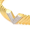 V Shape Rack Plating Brass Micro Pave Cubic Zirconia Cuff Bracelets for Women BJEW-M040-09G-2