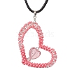 Valentine's Day Glass Seed Beads Beaded Heart Pendant Necklaces NJEW-MZ00079-01-2