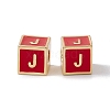 Rack Plating Brass Enamel Beads KK-B060-04G-03J-2