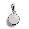 Rhodium Plated 925 Sterling Silver Pave Natural Rose Quartz Half Round Charms G-NH0001-12I-1