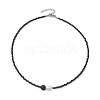 Faceted Round Natural Black Spinel & Lava Rock Beaded Necklaces NJEW-JN05128-4