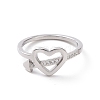 Crystal Rhinestone Heart with Arrow Finger Ring RJEW-D120-18P-2