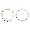 2Pcs 2 Styles Natural Amethyst Chip & Glass & 304 Stainless Steel Handmade Link Chain Double Layer Necklaces for Women NJEW-JN05363-2