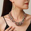 Christmas Glass Seed Beaded Multilayer Necklaces & Teardrop Dangle Earrings Sets WG44FFB-03-2