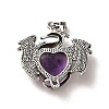 Natural Amethyst Heart Pendants KK-K331-01AS-08-3