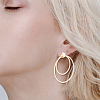 BENECREAT 10Pcs Brass Double Ring Dangle Stud Earrings for Women KK-BC0010-49-5