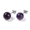 Natural Amethys Stud Earrings EJEW-Z060-04P-02-2