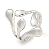 Non-Tarnish 304 Stainless Steel Teardrop Open Cuff Ring for Women RJEW-A043-14P-1