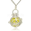 Silver Color Plated Brass Hollow Round Cage Pendants LS-KK-J235-10S-1