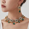 Alloy Rhinestone Bib Necklaces & Dangle Earrings Sets FS-WG6751B-04-1