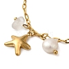 Natural Quartz Crystal & Fresheater Pearl & Starfish Charm Bracelets BJEW-K237-06G-03-2