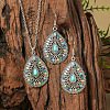 Bohemian Style Zinc Alloy & Synthetic Turquoise Pendant Necklaces & Dangle Earrings Sets WG40DB6-02-1