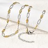 304 Stainless Steel Flower Link Chain Necklaces for Women NJEW-A046-02C-GP-3