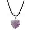 Natural Amethyst Heart Pendant Neckalces NJEW-JN05088-1