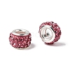 Polymer Clay Rhinestone European Large Hole Beads with Silver Color Plated Brass Cores FPDL-R002-10-2