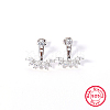 Rhodium Plated Platinum 925 Sterling Silver Micro Pave Cubic Zirconia Front Back Stud Earrings AY7937-2-1