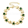 Brass Micro Pave Cubic Zirconia Link Chain Bracelets for Women BJEW-D457-01G-02-4
