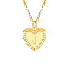 Golden Tone Brass Cable Chain Letter Heart Pendant Necklaces for Women PW-WG67FD6-10-1