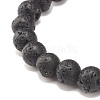 Natural Pearl & Lava Rock Beaded Stretch Bracelet BJEW-JB07760-5