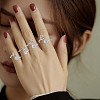 Anti-Tarnish Rhodium Plated 925 Sterling Silver Initial Letter Open Cuff Ring JR852J-7