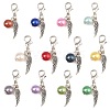 12Pcs 12 Colors Round Acrylic & Wing Alloy Pendant Decoration HJEW-JM02401-1