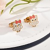 Brass Enamel Stud Earrings EJEW-B119-01G-02-1