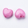 Hot Pink Chunky Acrylic Heart Solid Beads for DIY Fashion kids Jewelry X-SACR-10X11-7-2