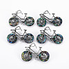 Bicycle Shape Natural Abalone Shell/Paua Shell Brooch Pin G-N333-010B-RS-1