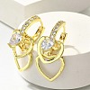 Brass Clear Cubic Zirconia Hoop Earrings EJEW-M047-12G-1