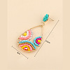 Bohemian Style Alloy Glass Seed Beaded Dangle Stud Earrings FS-WG9BF4A-01-2