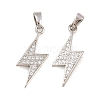 Lightning Bolt Brass Micro Pave Cubic Zirconia Pendants KK-K109-26P-1