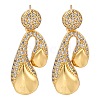 Rack Plating Brass Pave Clear Cubic Zirconia Stud Earrings EJEW-S245-03G-1