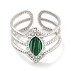 304 Stainless Steel Synthetic Malachite Cuff Rings G-Z056-03P-01-2