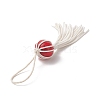 Natural Wood Bead Tassel Pendant Decoraiton HJEW-JM00954-3