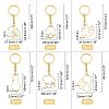 Olycraft 12Pcs 6 Style Alloy Open Back Bezel Pendants Keychain KEYC-OC0001-03-2