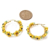 Glass Flower Hoop Earrings EJEW-TA00587-3