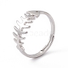 Non-Tarnish 201 Stainless Steel Fishbone Adjustable Ring for Women RJEW-K238-12P-3